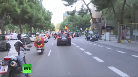 Manifestación de unionistas en apoyo del despliegue de la Policía Nacional en Cataluña