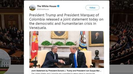 FOTO: La Casa Blanca informa de la reunión entre Trump y "el presidente Márquez de Colombia" y sorprende a las redes