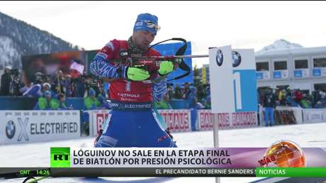 El ruso Lóguinov no sale en la etapa final de biatlón tras el registro policial