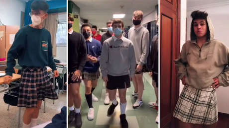Miles de chicos acuden en falda al instituto en España para solidarizarse con un joven al que castigaron por llevarla (VIDEOS)