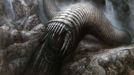 HR Giger. Biomechanical Landscape XII, Dune Worm, 1979.