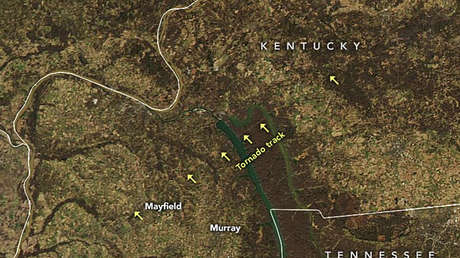 La trayectoria de uno de los tornados más mortíferos de EE.UU.  captada desde el espacio