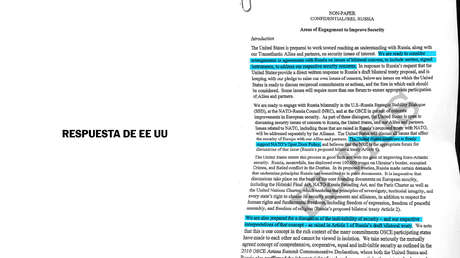 Filtran la respuesta de EE.UU. y la OTAN a Rusia sobre propuestas de seguridad