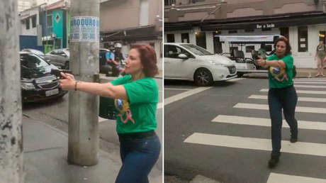 Diputada bolsonarista persigue con un arma a un hombre negro en Sao Paulo (VIDEO)