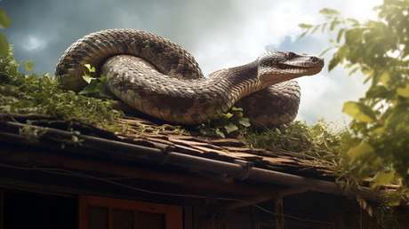 VIDEO: Una pitón gigante baja del techo de una casa