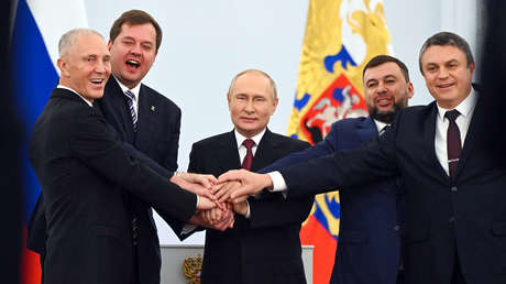 "Nada ni nadie puede doblegar la voluntad de millones": Putin celebra el aniversario de la adhesión de las nuevas regiones