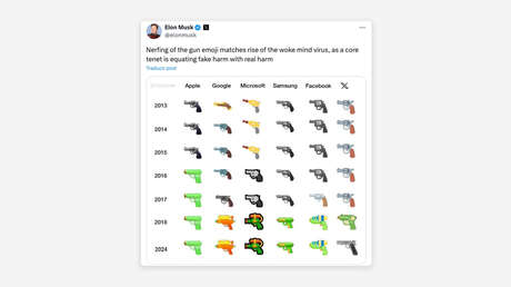 Musk desafía el "virus de la mente 'woke'" con el nuevo 'emoji' de pistola de X