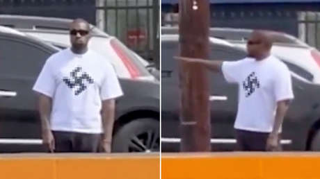Video: Kanye West viste una camiseta con una esvástica en Los Ángeles