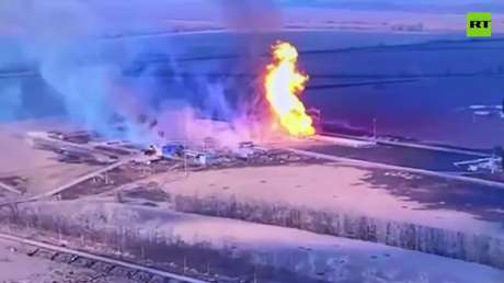 VIDEO: Primeras imágenes del incendio en infraestructura gasística rusa en Sudzha tras ataque ucraniano