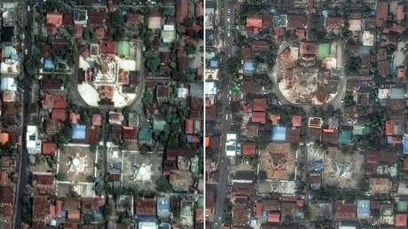 Imágenes satelitales muestran la impactante destrucción que dejó el terremoto en Myanmar