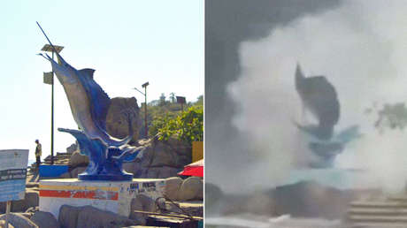 VIDEO: Oleaje derriba un monumento en México ante la llegada del huracán Erick