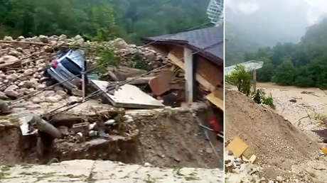VIDEO ATERRADOR: Masivo deslizamiento de tierra destruye edificios y bloquea una popular zona turística