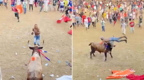 FUERTE VIDEO: Intenta saltar sobre un toro y muere tras ser corneado