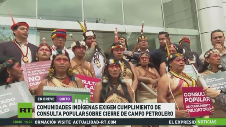 Comunidades indígenas de Ecuador exigen el cumplimiento de la consulta popular sobre el cierre de un campo petrolero 