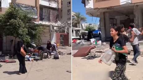 VIDEO: Palestinos arrojan sus pertenencias de un edificio minutos antes de ser bombardeado por Israel