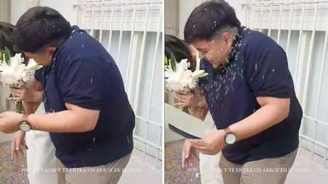 VIDEO: Felicitación por la boda manda al novio al hospital