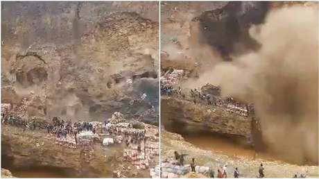 FUERTE VIDEO: Escalofriante momento de un derrumbe en una mina que sepulta a cientos de obreros
