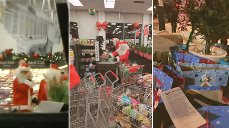 VIDEO: Papás Noel y elfos roban víveres al estilo 'Robin Hood' para repartirlos entre necesitados