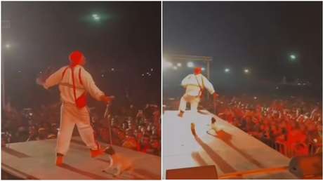 VIDEO: Rapero arrastra con fuerza a un cabrito durante una presentación