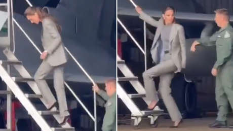 Kate Middleton sorprende al bajar de espaldas de un avión militar con tacones de impacto (VIDEO)