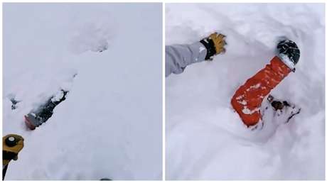 VIDEO: Inquietante detalle ayuda a rescatar a un hombre atrapado en la nieve