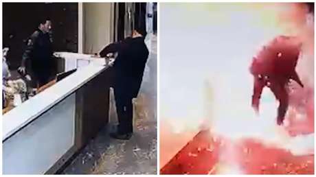 VIDEO: Impactante momento de la explosión de un paquete en la cara de un hombre