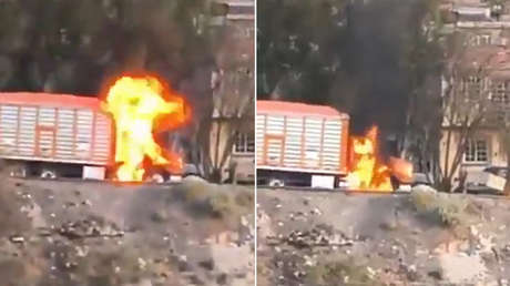 VIDEO: Un presunto sicario casi se quema vivo al intentar incendiar un camión en México