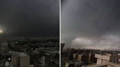 VIDEO: Cielo negro y lluvia contaminada en Teherán tras ataques de Israel a instalaciones petroleras