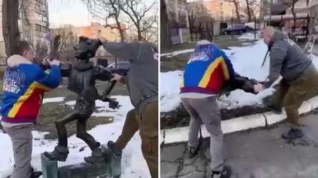 Derriban en Kiev monumento al 'Pinocho ruso' en una nueva 'lucha' cultural