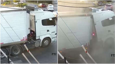 VIDEO: Camión con toneladas de queso cae en socavón en plena calle