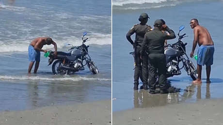 VIDEO: Hombre causa revuelo por lo que hace con su moto en la playa