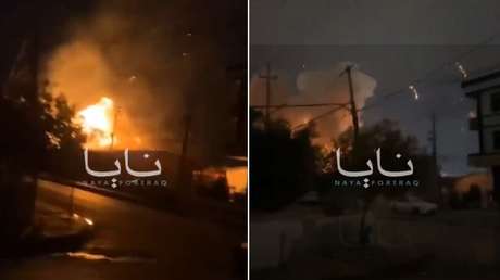 MOMENTO del impacto de un dron suicida en Irak