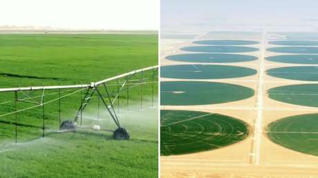 VIDEO: China muestra un mega aspersor que convierte el desierto en tierras de cultivo