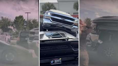 VIDEO: Impactante momento en que una camioneta 'usa de rampa' a un Lamborghini