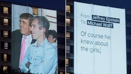 ¿Por qué Trump y Epstein aparecen proyectados antes de un evento político clave en EE.UU.? (VIDEO)