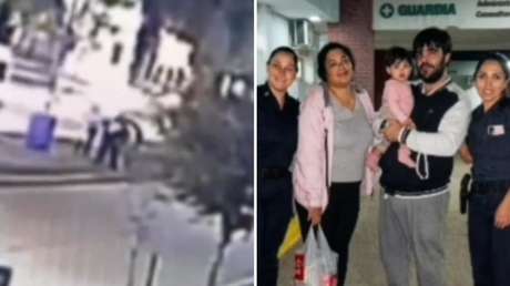 Policías salvan a una bebé de morir ahogada tras tragarse un envoltorio de alfajor (VIDEO)