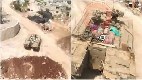 VIDEO: El momento en que un dron de Hezbolá impacta un tanque israelí
