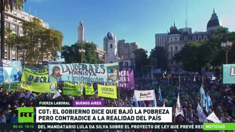 Principal central obrera de Argentina realiza marcha previa al Día del Trabajador contra Gobierno de Milei