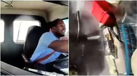 FUERTE VIDEO: El momento en que un avión choca contra un poste de luz en una autopista y voltea un camión