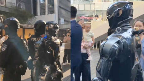 Robot humanoide toma las calles de una ciudad china para patrullar junto con la Policía (VIDEO)