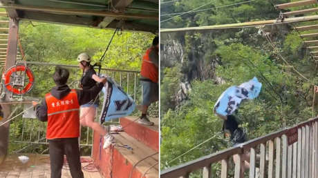 Turista muere por el fallo de una tirolesa en China (FUERTE VIDEO)