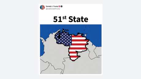 "Estado 51": Trump publica un mapa de Venezuela con la bandera de EE.UU.