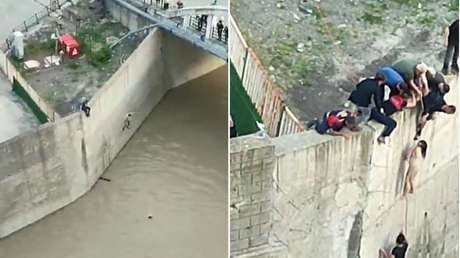 EMOCIONANTE VIDEO: Hombre se lanza a un arroyo de 10 metros para salvar a una niña arrastrada por la corriente