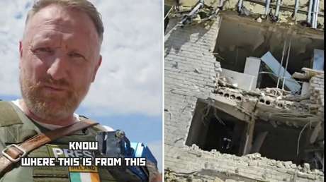 Periodista muestra parte italiana de un dron de Kiev que atacó a residencia estudiantil (VIDEO)