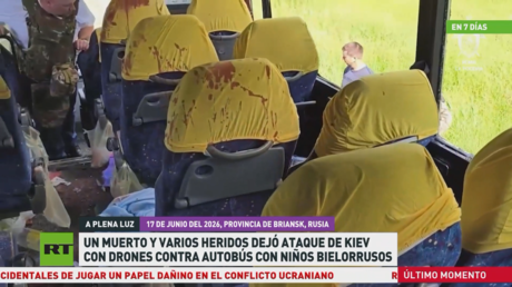 Un muerto y varios heridos dejó ataque de Kiev con drones contra autobús con niños bielorrusos