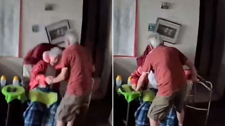 VIDEO: Pareja de ancianos se apoya mutuamente mientras el sismo sacude su casa en Venezuela
