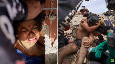 Esperanza en medio de la devastación: dramáticas FOTOS del rescate de sepultados en edificios derrumbados de La Guaira
