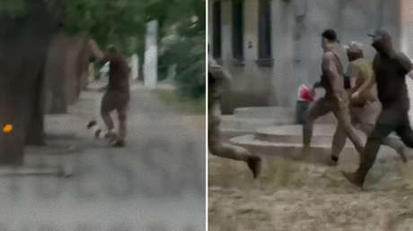 VIDEO: Reclutadores ucranianos maltratan a un perro en un perturbador acto de venganza