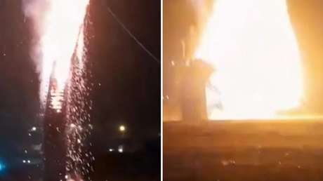 VIDEO: Una gigantesca hoguera colapsa en Brasil segundos después de ser encendida