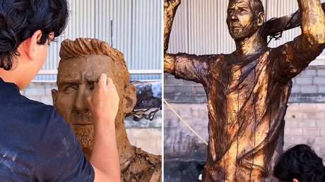 Venezolano hace escultura de Messi en barro y la vende para donar insumos a víctimas de terremotos